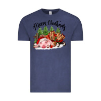 Vintage Denim merry christmas pig Vintage Tee - FaDigitalArtStudio