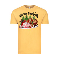 Vintage Mustard merry christmas pig Vintage Tee - FaDigitalArtStudio