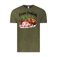 Vintage Olive merry christmas pig Vintage Tee - FaDigitalArtStudio