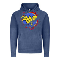 Vintage Denim tear off wonder woman shield Vintage Hoodie - artisFamous