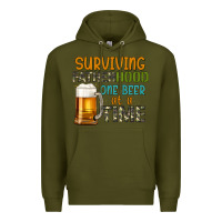 Army Green surviving fatherhood one beer at a  time Premium Hoodie - Artiststas