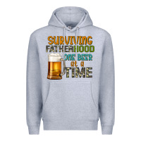 Heather Grey surviving fatherhood one beer at a  time Premium Hoodie - Artiststas