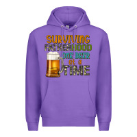 Purple surviving fatherhood one beer at a  time Premium Hoodie - Artiststas