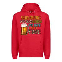 Red surviving fatherhood one beer at a  time Premium Hoodie - Artiststas