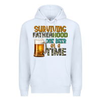 White surviving fatherhood one beer at a  time Premium Hoodie - Artiststas
