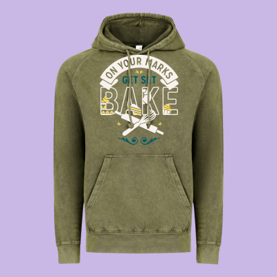On Your Marks Get Set Bake Vintage Hoodie Designed By Artisfamous