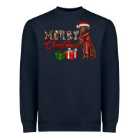 Navy merry christmas labrador retriever Heavyweight Sweatshirt - RanaPortraitStore