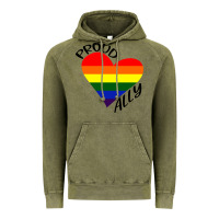 Vintage Olive proud ally lgbt heart gay pride month Vintage Hoodie - artisFamous