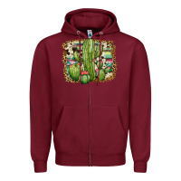 Burgundy serape cowhide cactus Zipper Hoodie - JahusDesignShop