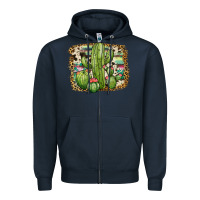 Navy serape cowhide cactus Zipper Hoodie - JahusDesignShop