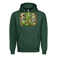Sports Green serape cowhide cactus Zipper Hoodie - JahusDesignShop