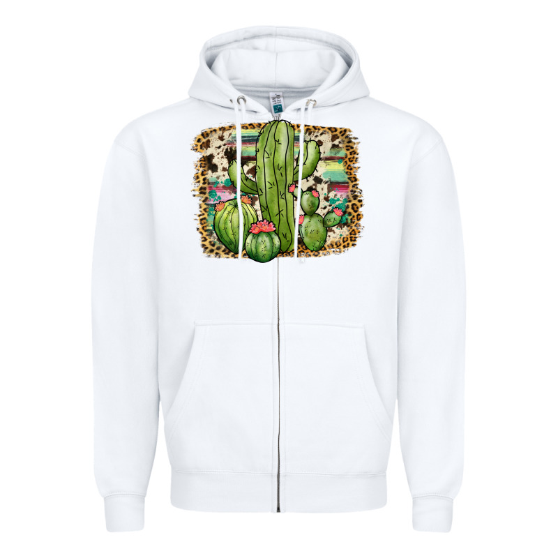 Serape Cowhide Cactus Zipper Hoodie by JahusDesignShop | Teevron