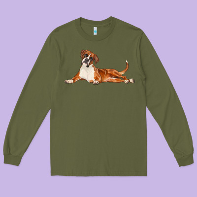 Boxer Dog Illustrations Long Sleeve Tee Designed By Lillyallendesigns