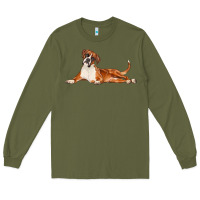 Army Green Boxer Dog Illustrations Long Sleeve Tee - LillyAllenDesigns