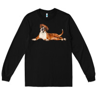 Black Boxer Dog Illustrations Long Sleeve Tee - LillyAllenDesigns