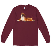 Burgundy Boxer Dog Illustrations Long Sleeve Tee - LillyAllenDesigns