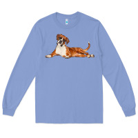 Colony Blue Boxer Dog Illustrations Long Sleeve Tee - LillyAllenDesigns