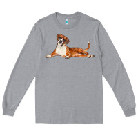 Heather Grey Boxer Dog Illustrations Long Sleeve Tee - LillyAllenDesigns