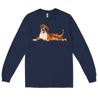 Navy Boxer Dog Illustrations Long Sleeve Tee - LillyAllenDesigns
