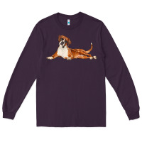 Plum Boxer Dog Illustrations Long Sleeve Tee - LillyAllenDesigns