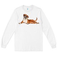 White Boxer Dog Illustrations Long Sleeve Tee - LillyAllenDesigns