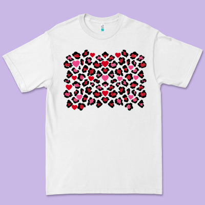 Valentine's Day Leopard And Heart Background Premium Tee Designed By Fadigitalartstudio