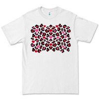 White Valentine's Day leopard and heart background Premium Tee - FaDigitalArtStudio
