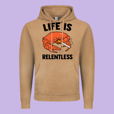 Crab Life Is Relentless Vintage Hoodie Designed By Artisfamous