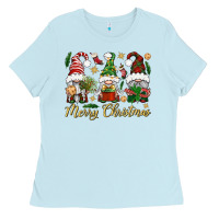 Baby Blue Merry Christmas Gnomes Ladies Tee - BundleAndBundleShop