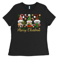 Black Merry Christmas Gnomes Ladies Tee - BundleAndBundleShop