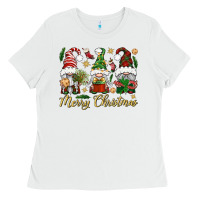 White Merry Christmas Gnomes Ladies Tee - BundleAndBundleShop