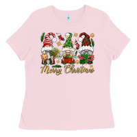 Bubblegum Pink Merry Christmas Gnomes Ladies Tee - BundleAndBundleShop