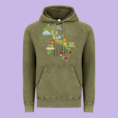 Italy Map Vintage Hoodie Designed By Artisfamous