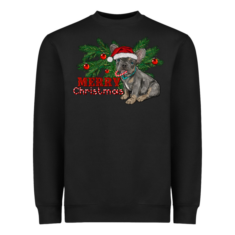 Merry Christmas French Bulldog Heavyweight Sweatshirt by RanaPortraitStore | Teevron