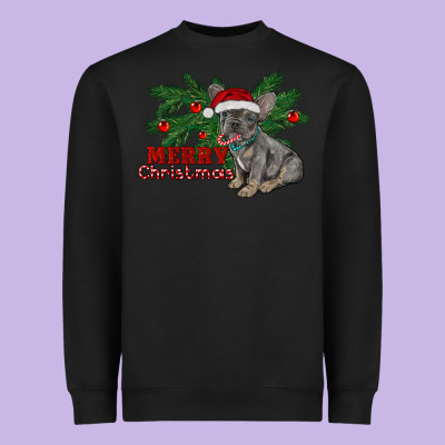 Merry Christmas French Bulldog Heavyweight Sweatshirt Designed By Ranaportraitstore