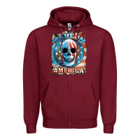 Burgundy made in america skull Zipper Hoodie - JahusDesignShop