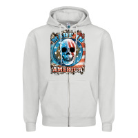 Dove Grey made in america skull Zipper Hoodie - JahusDesignShop