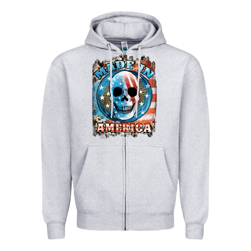 Made In America Skull Zipper Hoodie by JahusDesignShop | Teevron