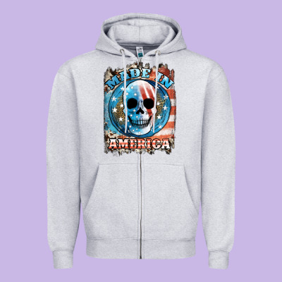 Made In America Skull Zipper Hoodie Designed By Jahusdesignshop