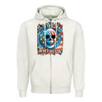 Oatmeal Heather made in america skull Zipper Hoodie - JahusDesignShop