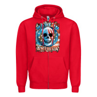 Red made in america skull Zipper Hoodie - JahusDesignShop