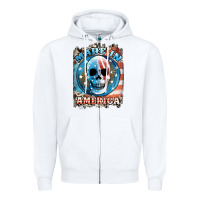 White made in america skull Zipper Hoodie - JahusDesignShop