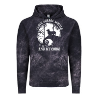 Cloud Black i love horror movies and my corgi funny corgi Vintage Hoodie - artisFamous
