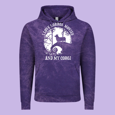 I Love Horror Movies And My Corgi Funny Corgi Vintage Hoodie Designed By Artisfamous