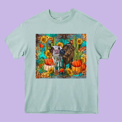 Fall Heifer Cows Heavy Core Tee Designed By Ranaportraitstore