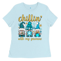 Baby Blue chillin' with my gnomies Ladies Tee - BundleAndBundleShop