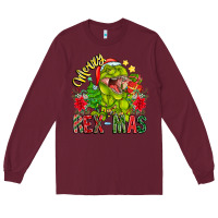 Burgundy Merry Rexmas Long Sleeve Tee - CowhideDigitalArt