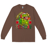 Chestnut Merry Rexmas Long Sleeve Tee - CowhideDigitalArt