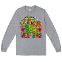Heather Grey Merry Rexmas Long Sleeve Tee - CowhideDigitalArt