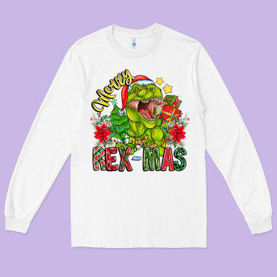 Merry Rexmas Long Sleeve Tee Designed By Cowhidedigitalart